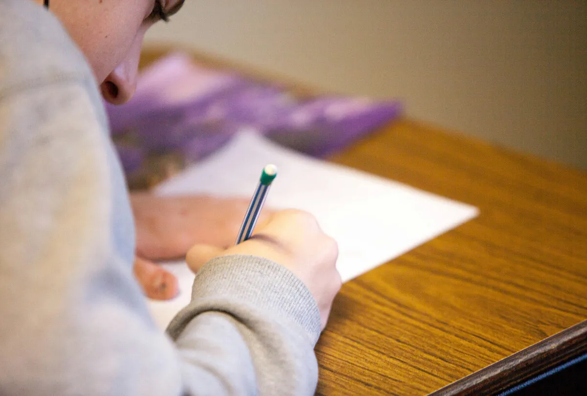Child working on classwork