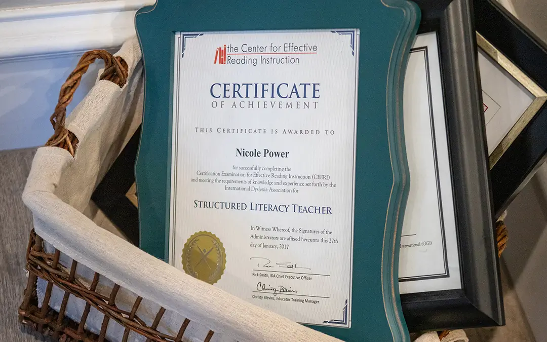 A certificate of achievement for Nicole Power