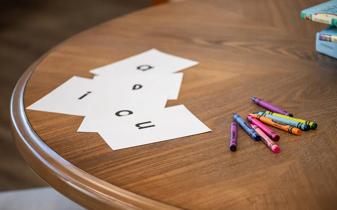Letter cards on wooden table